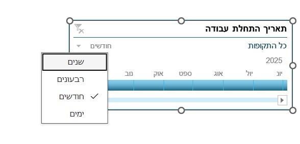 הוספת ציר זמן באקסל