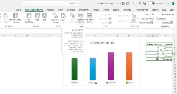 הוספת ציר זמן באקסל